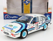 ALFA ROMEO - ALFETTA GTV6 N 15 RALLY DES GARRIGUES 1986 C.RIGOLLET - M.BATHELOT - BLANCO 2 TONOS AZUL