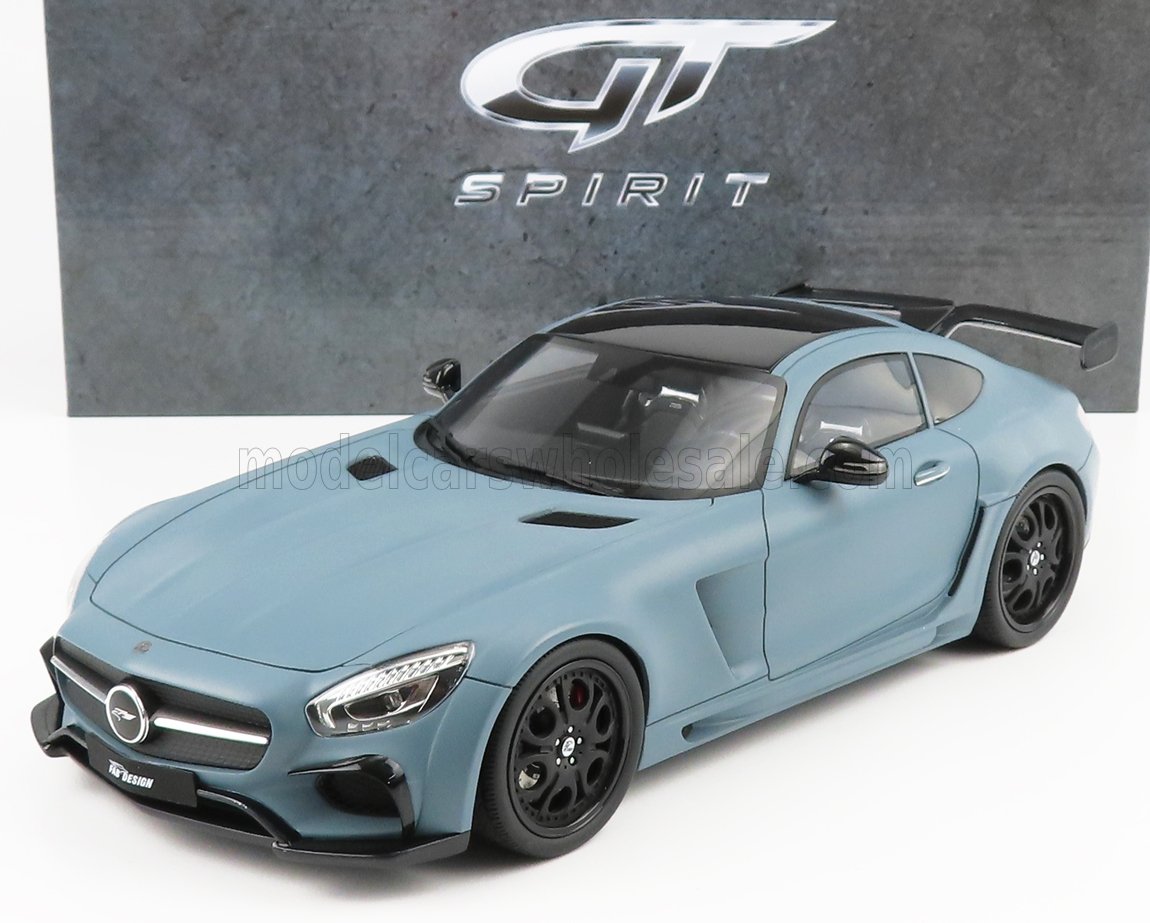 GT Spirit die-cast scale model car in matte blue with black accents and rear spoiler, available at Vroomi