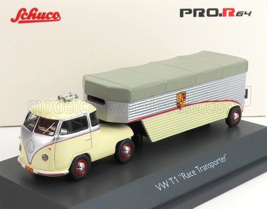 VOLKSWAGEN - T1b CONTINENTAL MOTORS PORSCHE CAR TRANSPORTER 1962 - CREMA GRIS PLATEADO - Vroomi