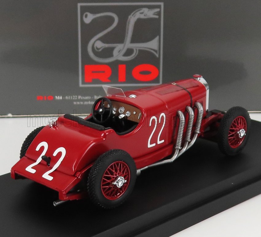 Red vintage race car model number 22 with detailed cockpit and exhaust pipes, offered on Vroomi