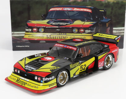 Black and yellow Mampe racing Ford Capri model car with number 52, available on Vroomi