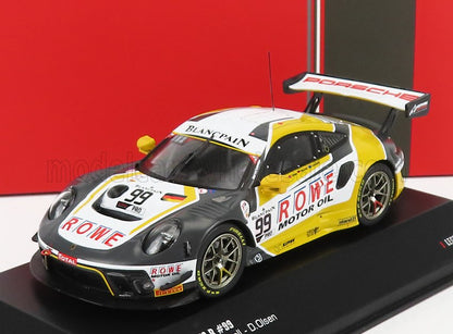 Porsche 911 GT3 R race car model #99 with ROWE Motor Oil livery, displayed on platform, offered on Vroomi