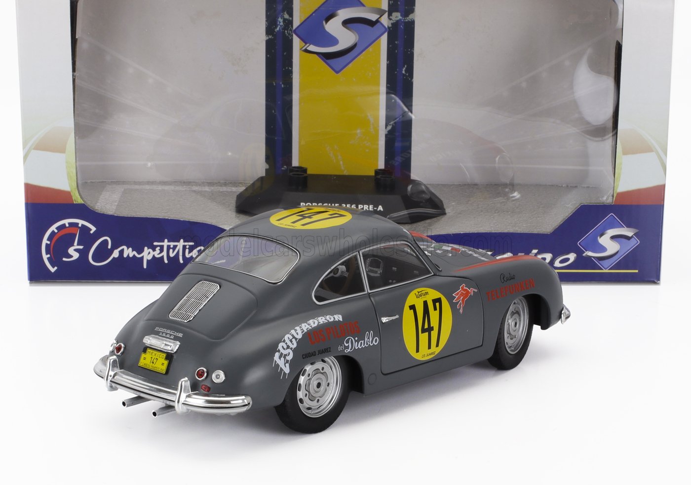 Scale model Porsche 356 PRE-A race car with number 147, collector replica in stock at Vroomi.
