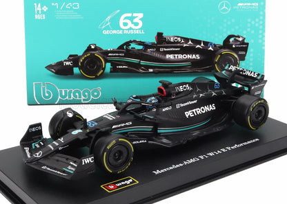 Maqueta a escala 1/43 del coche de Fórmula 1 Mercedes-AMG F1 W14 E Performance negro de George Russell, disponible en Vroomi.