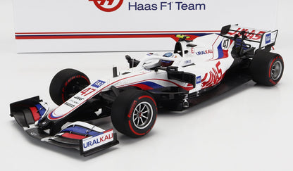 HAAS - F1 VF-21 065/6 TEAM URALKALI N 47 BELGIUM GP 2021 MICK SCHUMACHER CON CASCO RETRO MICHAEL SCHUMACHER LIBREA - BLANCO AZUL ROJO