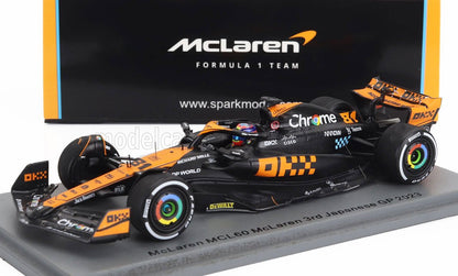 McLaren MCL60 2023 Japanese GP 3rd place Formula 1 car model with Chrome and OKX logos, available on Vroomi