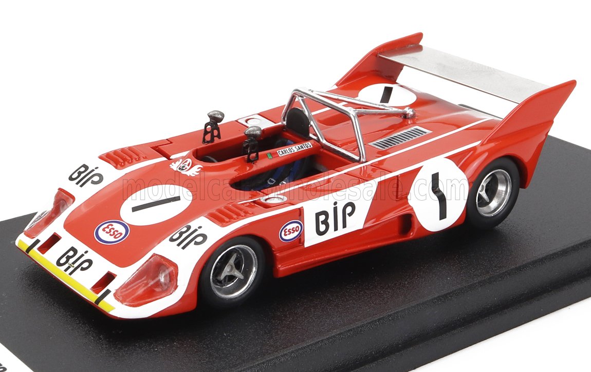 Red vintage race car model with BIP and Esso logos, number 1, available on Vroomi platform