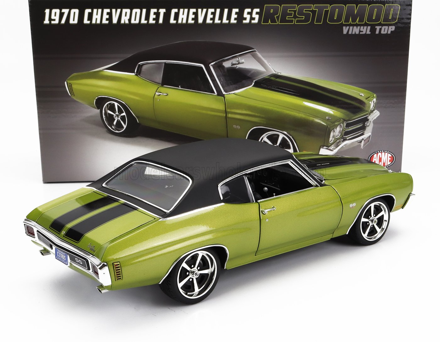 CHEVROLET - CHEVELLE SS COUPE RESTOMOD CON TECHO DE VINILO 1970 - VERDE METALIZADO NEGRO - Vroomi