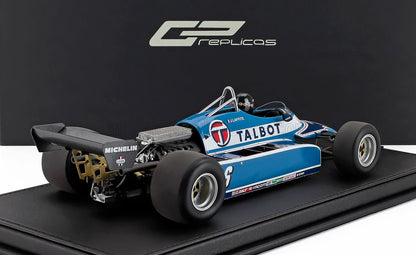 LIGIER - F1 JS17 N 26 6.º GP DE DETROIT, EE. UU. (con figura de piloto) 1982 JACQUES LAFFITE - AZUL CLARO - Vroomi