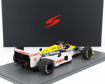 Maqueta a escala del coche de carreras Williams Honda de Fórmula 1 con la marca Canon en exhibición, disponible en Vroomi.