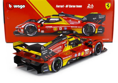 Bburago Ferrari AF Corse 24h Le Mans model car with red and yellow racing livery, sold on Vroomi