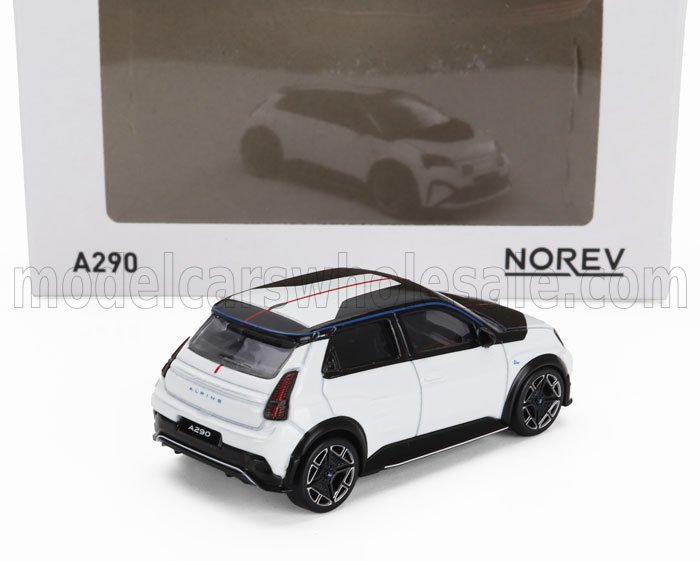 Coche modelo Alpine blanco y negro de Norev, disponible en la plataforma Vroomi.