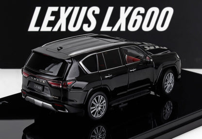 Black Lexus LX600 SUV model displayed with reflective surface and Lexus LX600 branding, featured on Vroomi