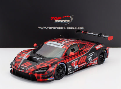 McLAREN - 720S GT3 EVO 4.0L TURBO V8 TEAM PFAFF MOTORSPORT N 9 IMSA CHEVROLET GRAND PRIX 2024 OLIVER JARVIS - MARVIN KIRCHHOFER - RED BLACK - Vroomi