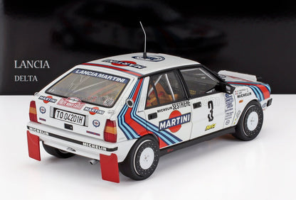 LANCIA - DELTA HF INTEGRALE 4WD TEAM MARTINI RACING (versión nocturna) N 3 GANADOR RALLY MONTECARLO 1988 BRUNO SABY - JEAN FRANCOIS FAUCHILLE - BLANCO AZUL ROJO