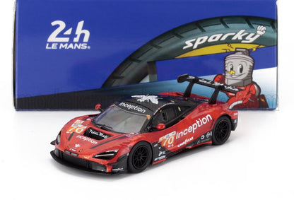Coche modelo McLaren 720S GT3 rojo con decoración Inception y marca Goodyear, disponible en Vroomi.