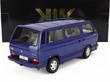Coche modelo Volkswagen Multivan azul de 1992 con 5 puertas y llantas plateadas disponible en Vroomi.
