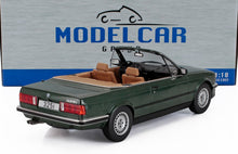Coche a escala 1:18 del BMW 325i descapotable en color verde con interior marrón claro, disponible en Vroomi.