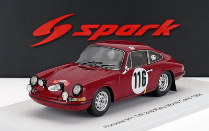 PORSCHE - 911T COUPE (versión nocturna) N.º 116 2.º RALLY DE MONTECARLO 1968 PAULI TOIVONEN - MARTTI TINKKANEN - ROJO, Vroomi, 