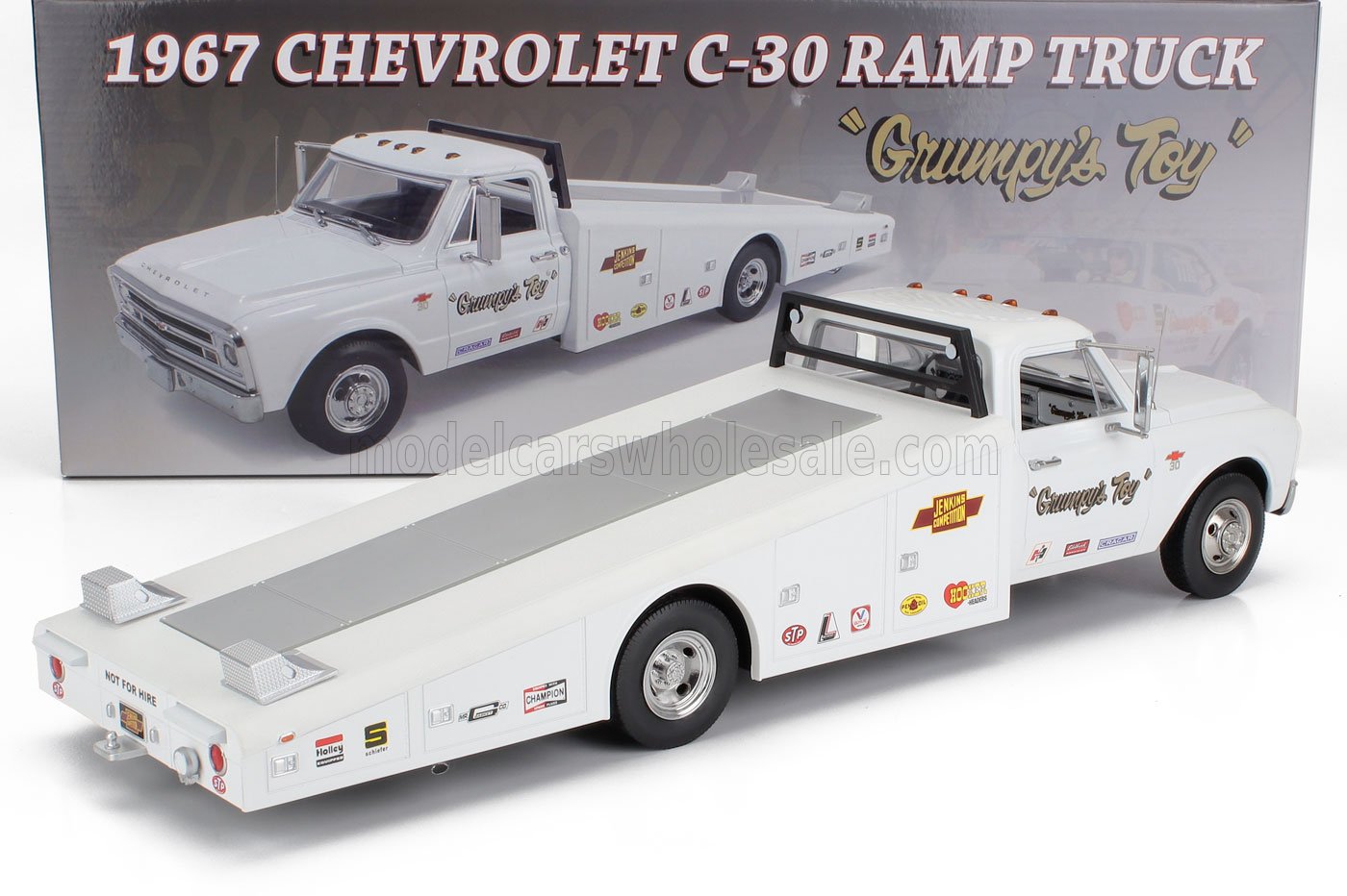 CHEVROLET - C-30 CAMIÓN RAMPA TRANSPORTADOR DE COCHES GRUMPY'S TOY 1967 - BLANCO - Vroomi