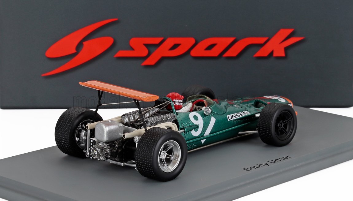 BRM - F1 P138 N 9 GP de EE. UU. 1968 BOBBY UNSER - VERDE AMARILLO - Vroomi
