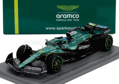 Maqueta a escala del Aston Martin AMR23 de F1, color verde, coleccionable, disponible en Vroomi.