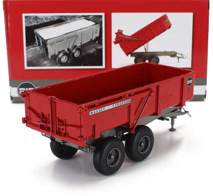 Réplica a escala en miniatura del remolque modelo Red Massey Ferguson 212 con caja, disponible en Vroomi.
