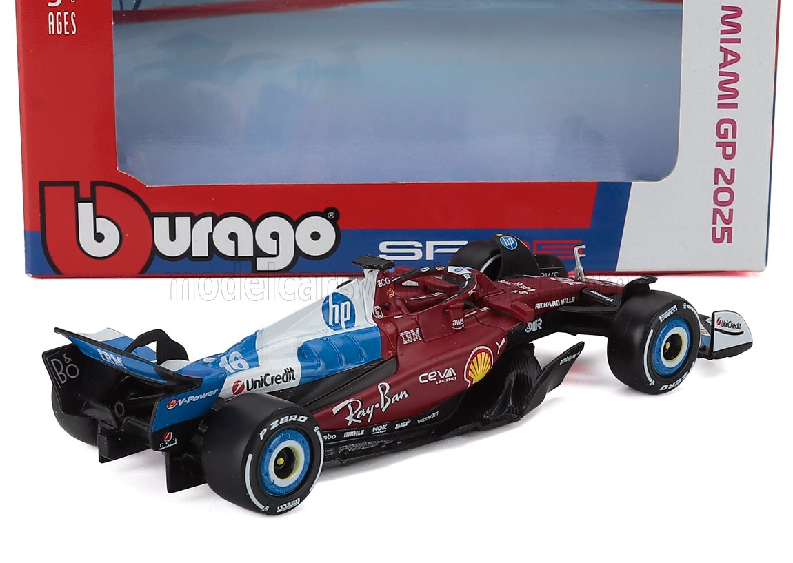 Coche a escala 1:43 de Ferrari F1 Miami GP 2025 con caja, ahora disponible para coleccionistas en Vroomi.