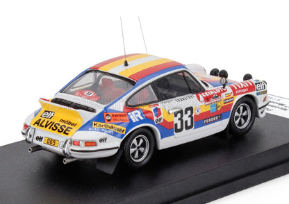Classic white Porsche 911 rally car model with number 33 and colorful sponsor decals, available on Vroomi