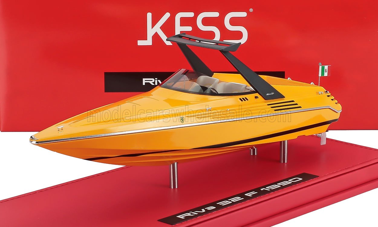 RIVA - MOTOSCAFO 32 FERRARI 1990 2x ENGINE V8 - 780CV - (24cm) - CON VETRINA - WITH SHOWCASE - YELLOW - Vroomi
