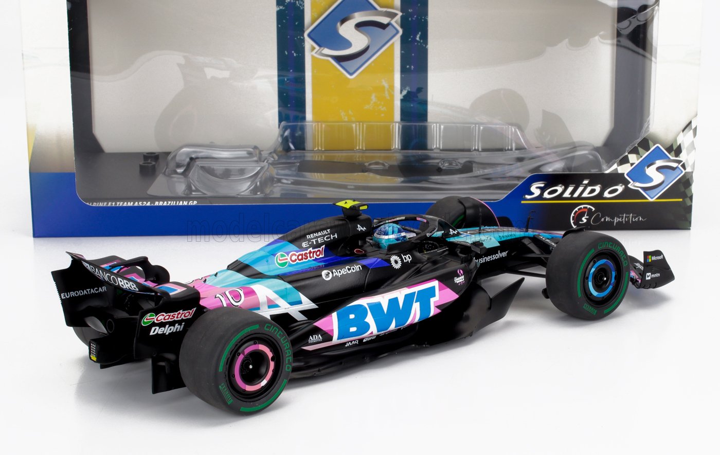 ALPINE  F1 A524 EQUIPO BWT ALPINE 10 GP DE BRASIL 2024 PIERRE GASLY - NEGRO AZUL ROSA - Vroomi