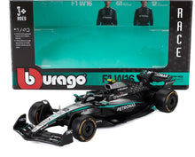 1/43 scale Mercedes-AMG Petronas F1 W16 model car by Bburago, available through Vroomi