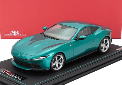 Coche de juguete Ferrari Amalfi verde a escala 1:18, disponible para coleccionistas en Vroomi.