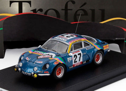 Blue Alpine rally car 1:43 scale model with racing decals, available now for collectors.