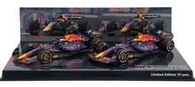 RED BULL - SET 2X F1 RB19 TEAM ORACLE RED BULL RACING N 1 CAMPEON DEL MUNDO GANADOR LAS VEGAS USA GP 2023 MAX VERSTAPPEN + N 11 3º LAS VEGAS USA GP 2023 SERGIO PEREZ - PURPLE YELLOW RED