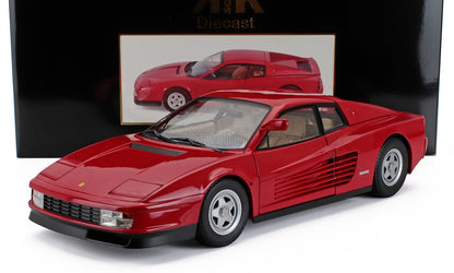Coche de juguete Ferrari Testarossa rojo con ruedas e interior detallados, disponible en el mercado Vroomi.
