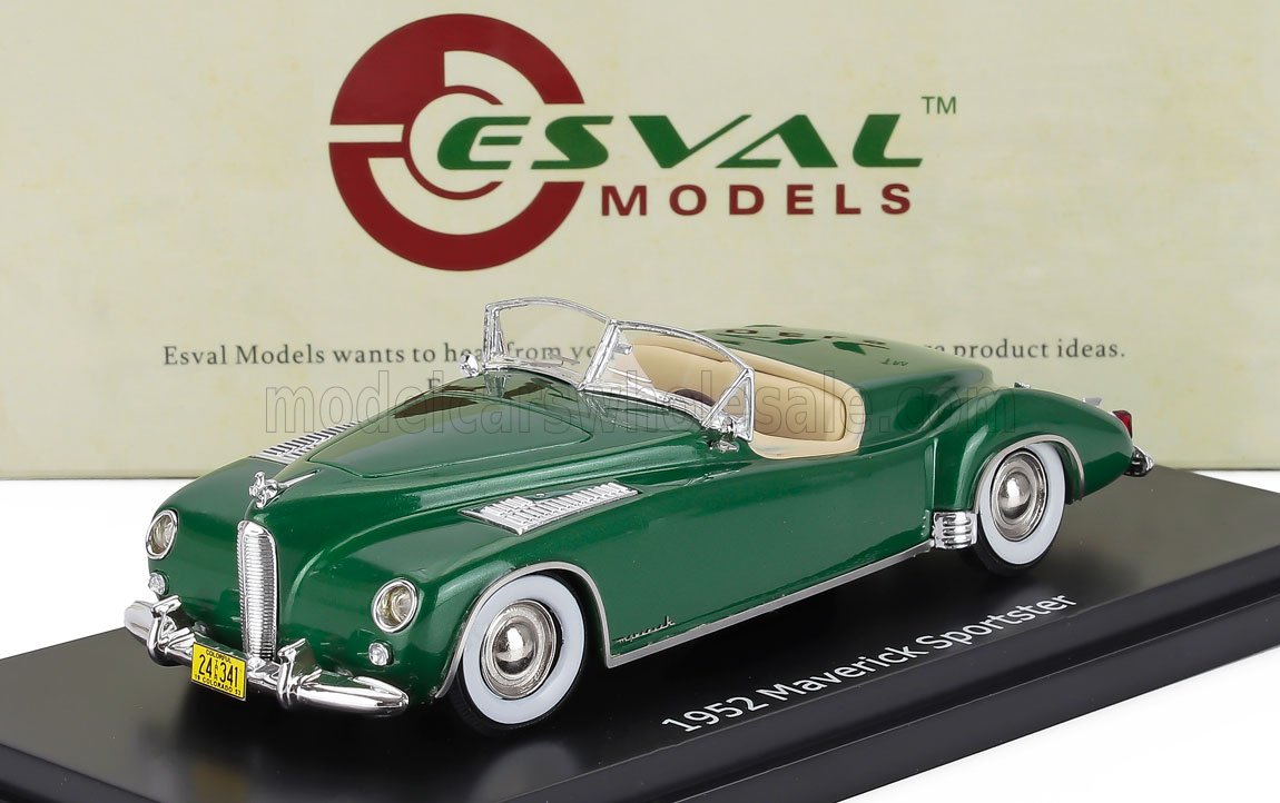 Maqueta del coche Maverick Sportster verde de 1952 de Esval Models exposición, ahora a la venta en Vroomi.