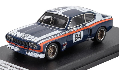 Scale model of a blue Ford Capri race car with number 84, detailed livery, available online.