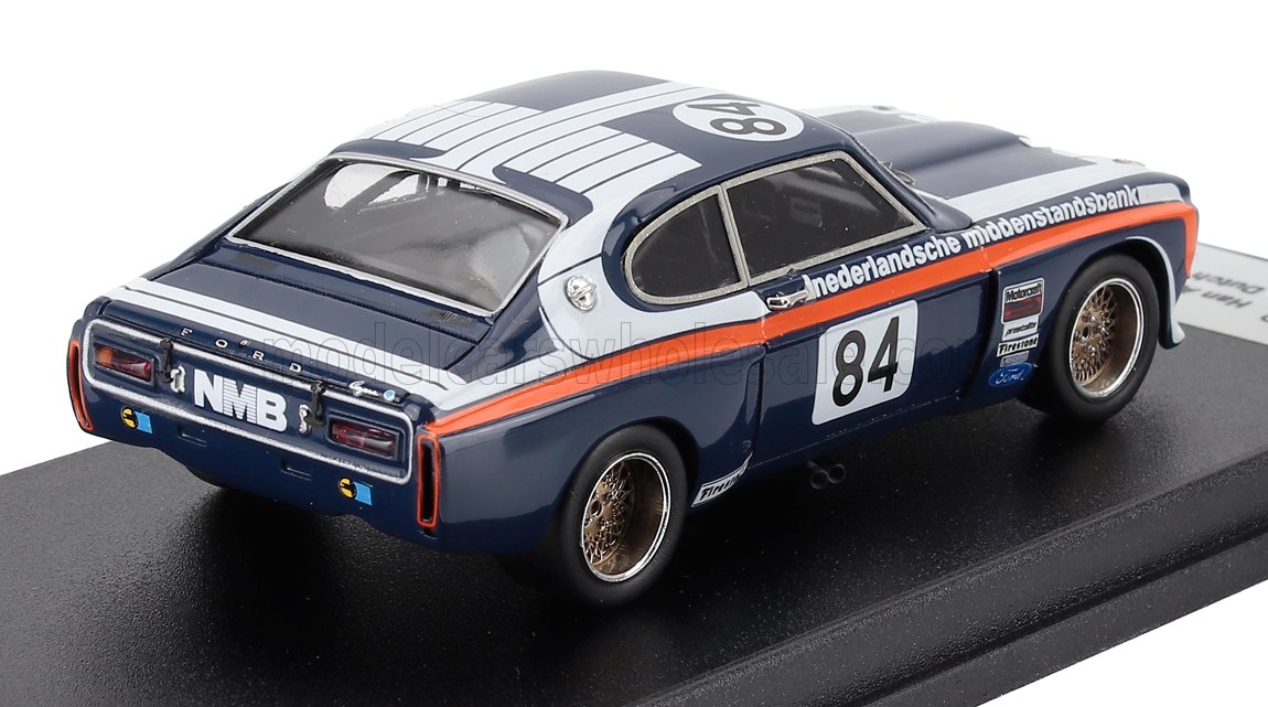 1/18 scale Ford Capri racing model car, blue with number 84, available now for collectors