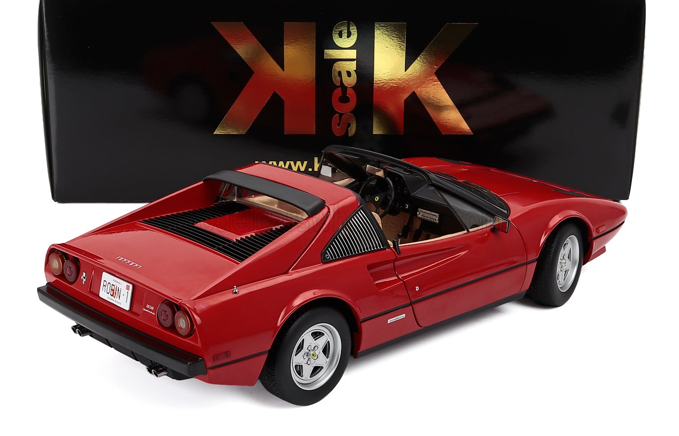 Maqueta a escala del Ferrari 308 GTS rojo, coleccionable de metal fundido, disponible online para coleccionistas.