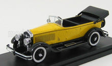 Yellow vintage convertible model car with black interior and whitewall tires, available through Vroomi