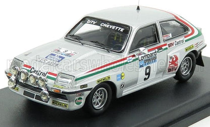 Modèle réduit de voiture de rallye Chevette DTV blanche avec autocollants Castrol et Michelin, disponible sur la plateforme Vroomi.