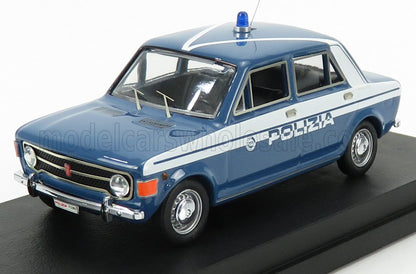 Modèle réduit vintage bleu d'une voiture de police italienne Polizia avec bandes blanches et sirène sur le toit, proposé sur Vroomi.