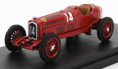 Modèle réduit de voiture de course vintage rouge avec le numéro 14 sur un socle noir, disponible sur Vroomi.