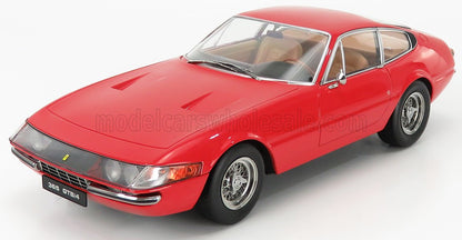 Modèle réduit Ferrari 365 GTB/4 rouge avec intérieur beige, roues à rayons détaillées, disponible sur Vroomi