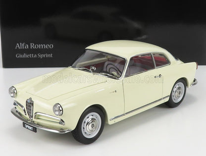 Modèle réduit vintage Alfa Romeo Giulietta Sprint couleur crème au design détaillé, disponible sur Vroomi