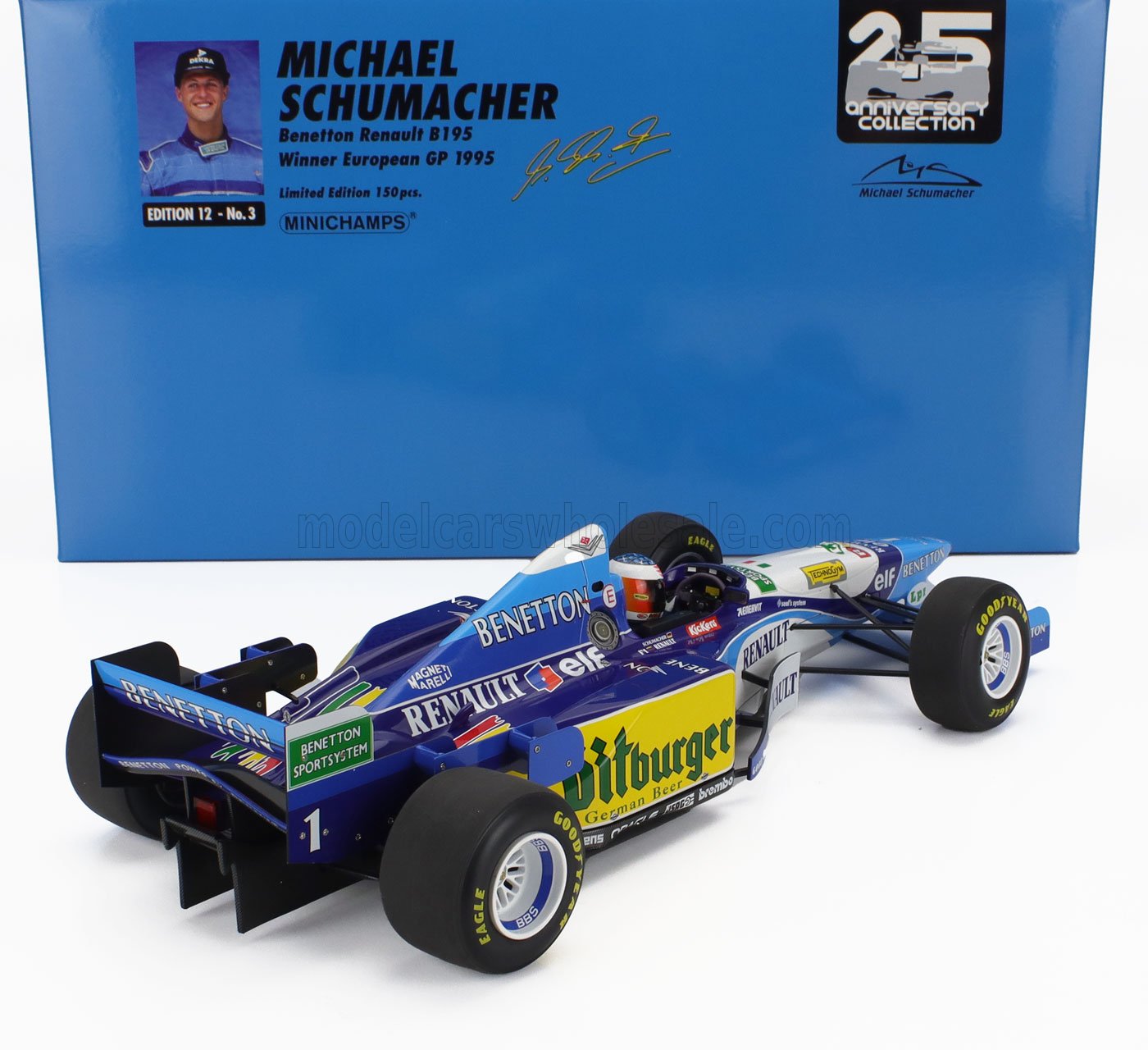 Michael Schumacher Benetton Renault B195 1995 Modèle réduit de Formule 1 avec emballage, édition limitée, disponible sur Vroomi