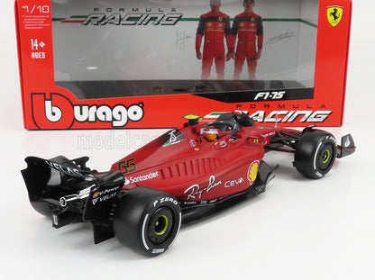 Modèle réduit Burago Ferrari F1-75 à l'échelle 1/18 avec livrée rouge et noire, disponible via Vroomi