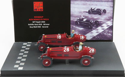 ALFA ROMEO - F1  2X P3 SCUDERIA FERRARI N 18 VAINQUEUR DU GP DE TRIPOLI 1934 VARZI + P3 N 28 2e DU GP DE TRIPOLI 1934 MOLL - ROUGE