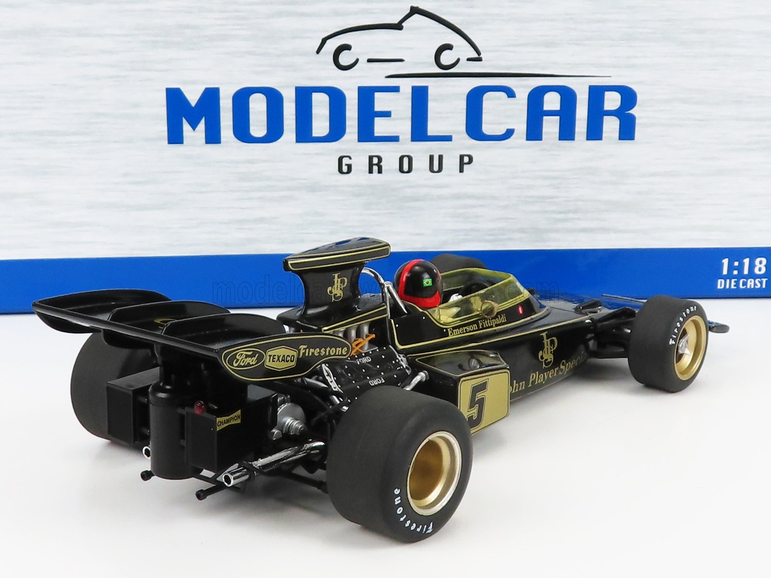 Modèle réduit Emerson Fittipaldi John Player Special Formula 1 à l'échelle 1:18 disponible sur Vroomi